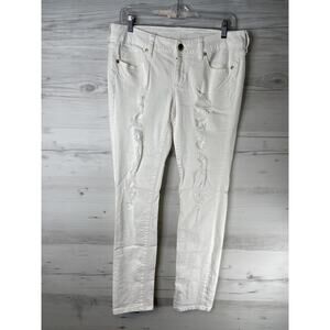 Decree Jeans Womens 11 White Distressed Skinny Super Skinny Stretch Ripped Pants